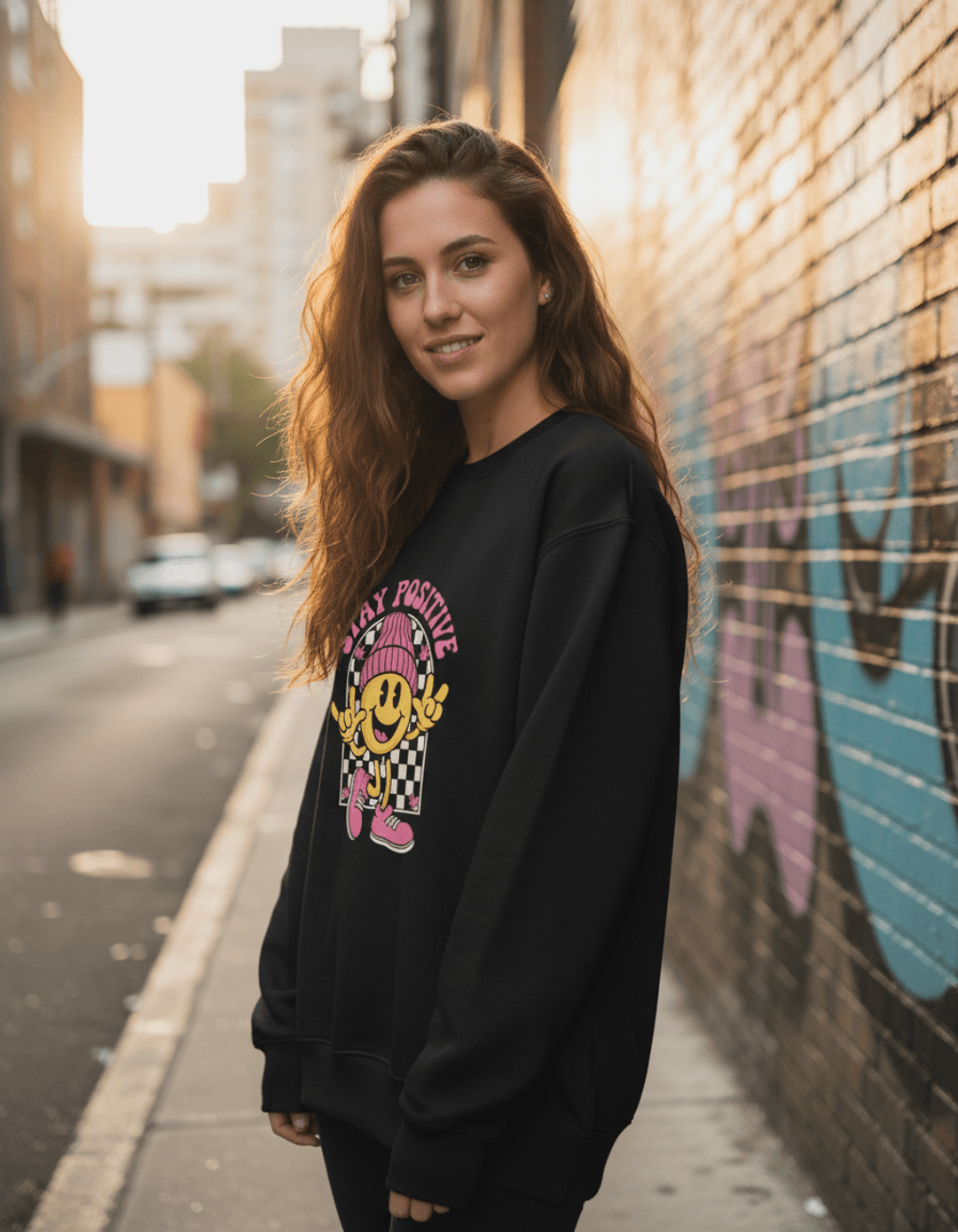 Buzo Berlin Negro · Stay Positive vista 3